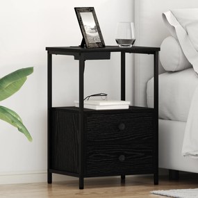 vidaXL Cabinet de noptiere cu stație de încărcare 2 pcs Stejar negru