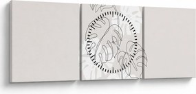 Tablou - Linia de artă monstera N⁰3 (cu ceas) (90x30 cm)