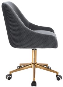 HR920K Scaun Grafit din Catifea cu Bază Aurie