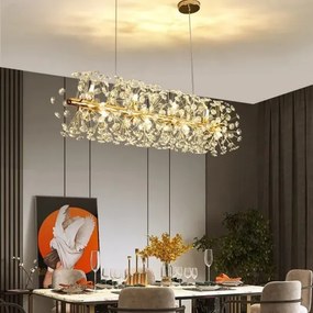 Lustra LED Pendul Elit's Tessa 92x30 cm, Cristal, Gold