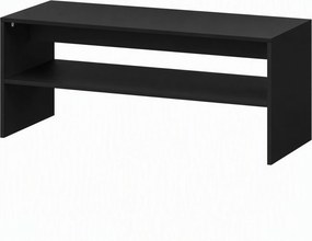 HOMCOM Măsuță de Cafea Modernă cu 2 Niveluri, Raft Deschis, PAL, Picioare, 100x40x41,5 cm, Negru | Aosom Romania