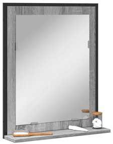 vidaXL Oglindă baie cu raft gri sonoma 50x12x60 cm lemn prelucrat