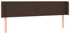 Tablie de pat cu aripioare maro 203x16x78 88 cm piele ecologica 1, Maro, 203 x 16 x 78 88 cm
