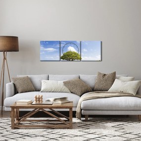 Tablou plaja cu copac (cu ceas) (90x30 cm)