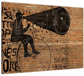 Tablou - Barbat cu biciclete stil Bansky (70x50 cm)