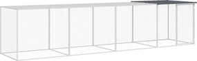 vidaXL Coteț pui cu acoperiș, antracit, 403x98x90 cm, oțel galvanizat