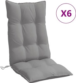 vidaXL Perne scaun cu spătar înalt 6 buc, gri, țesătură Oxford