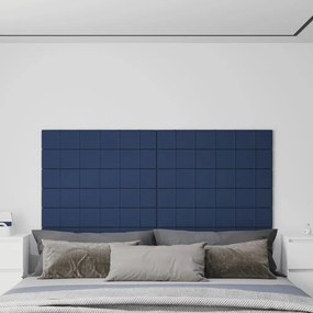 Panouri de perete 12 buc. albastru 90x15 cm textil 1,62 m   12, Albastru, 90 x 15 cm