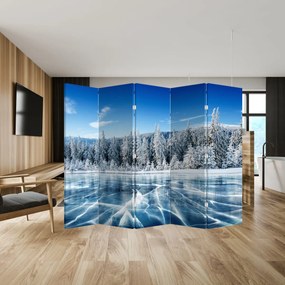 Paravan - Lacul înghețat și copacii înzăpeziți (210x170 cm)