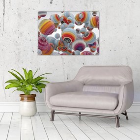 Tablou pe sticlă cu bile pictate (70x50 cm)