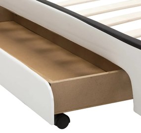 Cadru de pat cu LED, alb, 140 x 200 cm, piele ecologica Alb, 140 x 200 cm