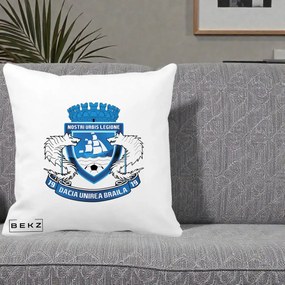 Perna Personalizata Dacia Unirea Braila 1919 Fotbal, 40x40 cm, Alba Mata, Husa Detasabila, Perna Inclusa, BEKZ®