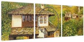 Tablou - Cabane în timpul verii (cu ceas) (90x30 cm)