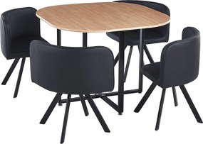 Set masa cu 4 scaune BEVIS NEW, stejar/negru