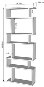 Bibliotecă BATES 160x60 cm alb/stejar