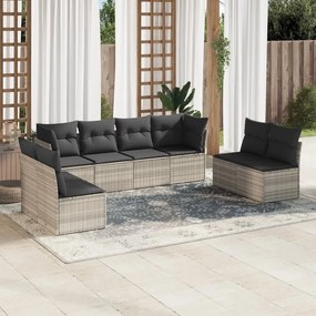 3217452 vidaXL Set mobilier de grădină cu perne, 8 piese gri deschis poliratan