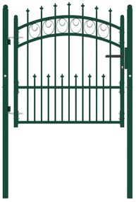 vidaXL Poartă de gard cu țepușe, verde, 100x100 cm, oțel