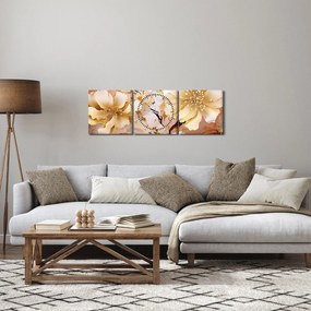 Tablou - Flori de aur (cu ceas) (90x30 cm)