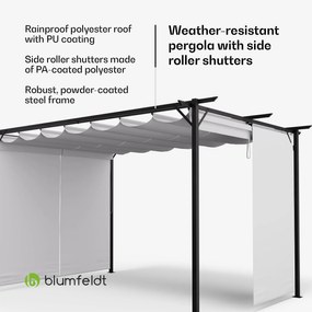 Blumfeldt Pantheon Robust, pergola, 3 x 4 m, cu jaluzele laterale, oțel acoperit cu pulbere rezistent la intemperii