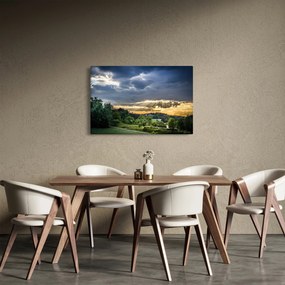 Tablou cu peisaj și raze de soare (90x60 cm)