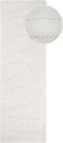 Covor tip traversă alb țesut manual din amestesc de lână 80x230 cm Sculptured Wave – Flair Rugs