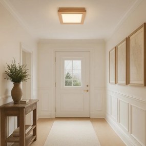 Plafoniera din lemn si sticla TABOR 52x52cm, piersica