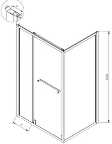 Cabina dus patrata cu usa glisanta rotativa KolpaSan Stellar DW 120x80 cm, negru mat