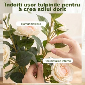 HOMCOM Plantă Artificială Camelie, Flori Realiste, 176 Frunze PEVA, Ghiveci PP, Alb | Aosom Romania