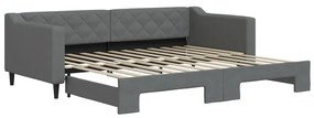 3197427 vidaXL Pat de zi cu extensie, gri închis, 90x200 cm, textil