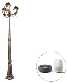 Llanterna de exterior inteligentă auriu antic 3 lumini IP44 cu Wi-Fi ST64 - Capital