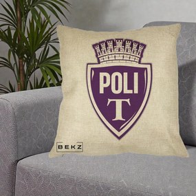 Perna Personalizata Poli Timisoara Fotbal, 40x40 cm, Crem, Husa Detasabila, Perna Inclusa, BEKZ®
