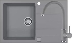 Set chiuveta bucatarie Alveus Cadit 20 gri 79x50 cm si baterie Kati monocomanda