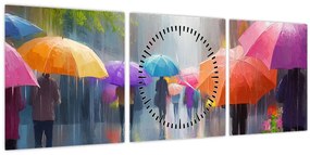 Tablou - Zi ploioasă (cu ceas) (90x30 cm)