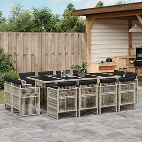 vidaXL Set mobilier de grădină cu perne 13 piese gri deschis poliratan