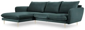 Coltar tapitat Vienna 5 locuri velvet/picioare gold – L255 x l170 x h95