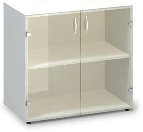 Dulap din sticlă joasă ProOffice 80 x 45,8 x 73,5 cm, alb