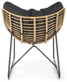 Fotoliu tapitat Whisper natur/negru - H90 cm