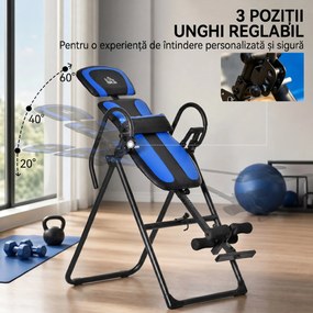 HOMCOM Bancă de Inversie Pliabilă cu Roți și Reglare de la 140-203cm Negru | Aosom Romania