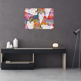 Tablou pe sticlă - Inima pe un fundal abstract (70x50 cm)