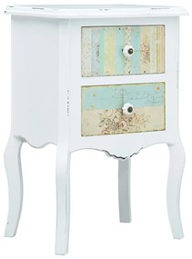 285758 vidaXL Noptieră, alb și maro, 43 x 32 x 65 cm, MDF