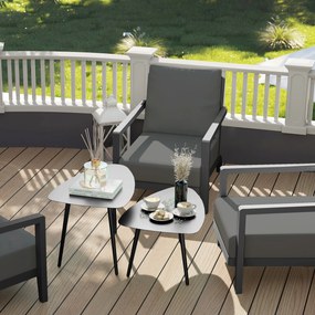 Outsunny Set 2 măsuțe de cafea, rezistent la intemperii, masă pentru balcon din oțel, măsuță laterală cu design geometric Negru | Aosom Romania
