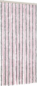 vidaXL Perdea pentru insecte, gri argintiu și roz, 90x220 cm, chenille