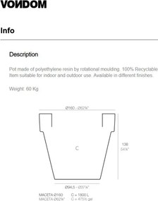 Ghiveci plante design decorativ exterior/interior MACETA PLANTER 160×138cm