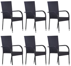 Set mobilier de gradina, 7 piese, negru, poliratan
