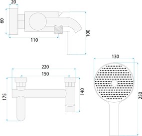 Baterie pentru cada Rea FOSTER Gold Brush