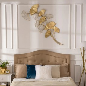 Decoratiune de perete 3D HOMCOM Moderna Frunze de Ginkgo Sculpturi de Perete Agatate Decor pentru Sufragerie | Aosom Romania