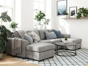 Colțar Scandinavian Choice 826Gri deschis, 280x145x85cm, Picioare: Plastic