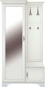 Mobilier hol cu oglinda IDENTO, alb, PAL, 115x44x210 cm