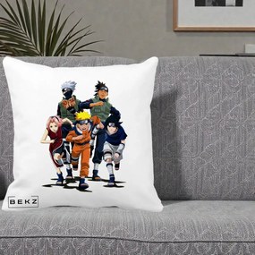 Perna Personalizata Naruto Echipa 7 Kakashi Sensei, 40x40 cm, Alba Mata, Husa Detasabila, Perna Inclusa, BEKZ®