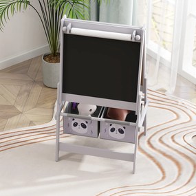 AIYAPLAY Tablă pentru Copii 3-În-1 cu 2 Rafturi și Șevalet din Lemn pentru Copii de 3-8 Ani, 54x46,5x93 cm, Roz | Aosom Romania